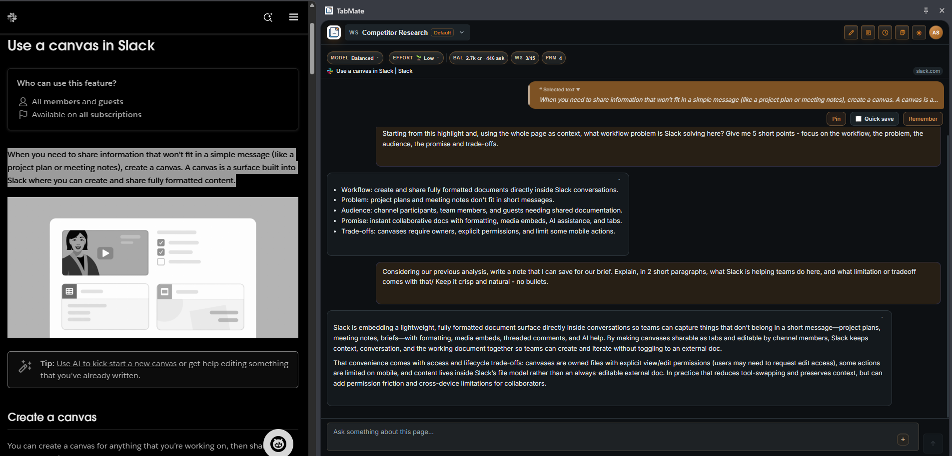 TabMate page-aware research screenshot